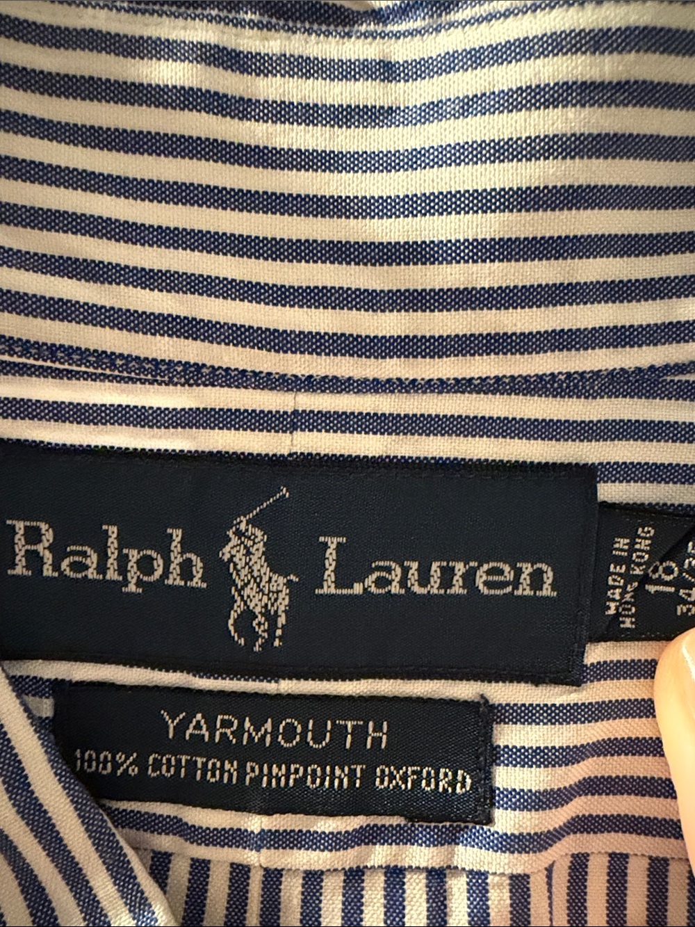Ralph Lauren Men’s Navy and White Striped Button-Down Shirt 18 34/35 - Picture 2 of 4